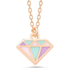 Silver Rose Color Diamond Women's Necklace