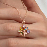 Silver Rose Color Tree of Life Women's Necklace