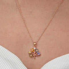Silver Rose Color Tree of Life Women's Necklace