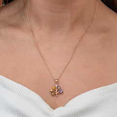 Silver Rose Color Tree of Life Women's Necklace