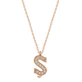Silver Rose Letter S Women's Necklace