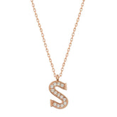 Silver Rose Letter S Women's Necklace