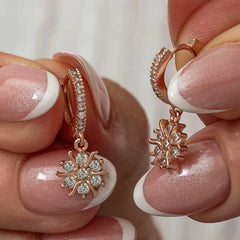 Silver Rose Dangle Sun Women's Earrings