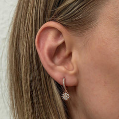 Silver Rose Dangle Sun Women's Earrings