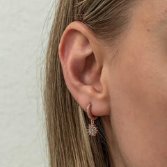 Silver Rose Dangle Sun Women's Earrings