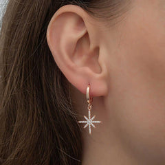 Silver Rose Dangle Pole Star Women's Earrings