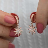 Silver Rose Dangle Pole Star Women's Earrings