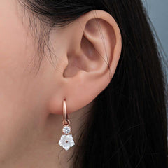 Silver Rose Dangle Magnolia Flower Women's Earrings