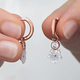 Silver Rose Dangle Magnolia Flower Women's Earrings