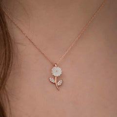 Silver Rose Mother of Pearl Flower Necklace