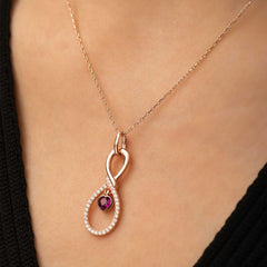 Silver Rose Infinity Heart Necklace