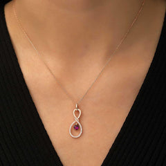 Silver Rose Infinity Heart Necklace