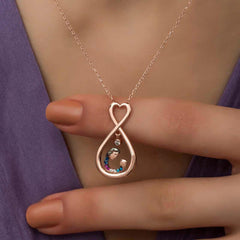 Collier mère-enfant cœur infini en argent rose