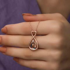 Collier mère-enfant cœur infini en argent rose