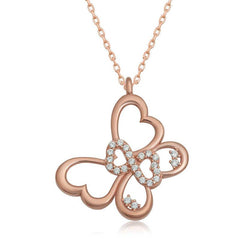 Silver Rose Infinity Butterfly Women's Necklace