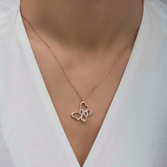 Silver Rose Infinity Butterfly Women's Necklace
