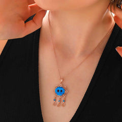 Silver Rose Syriac Eye Women's Necklace