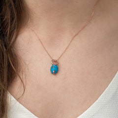 Silver Rose Turquoise Stone Heart Necklace