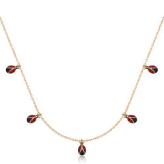 Silver Rose Ladybug Lucky Women's Necklace