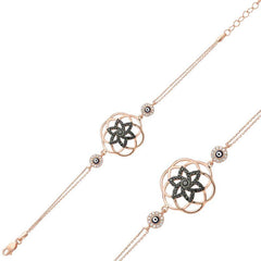 Silver Rose Flower of Life Women's Bracelet