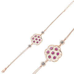 Silver Rose Flower of Life Women's Bracelet