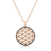 Silver Rose Flower of Life Necklace