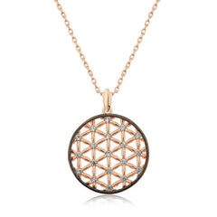 Silver Rose Flower of Life Necklace