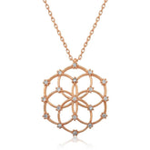 Silver Rose Flower of Life Necklace