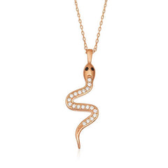 Silver Rose Snake Women's Necklace