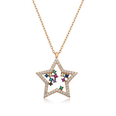 Silver Rose Star Women's Necklace