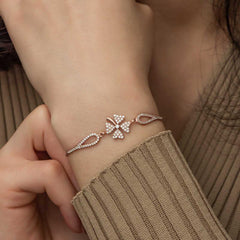 Silver Rose Clover Bracelet