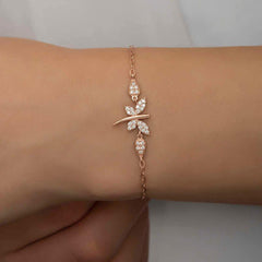Bracelet femme libellule en argent rose