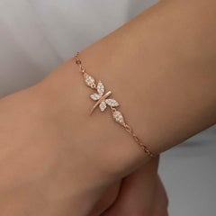 Bracelet femme libellule en argent rose