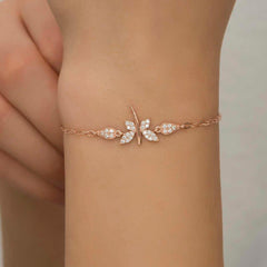 Bracelet femme libellule en argent rose