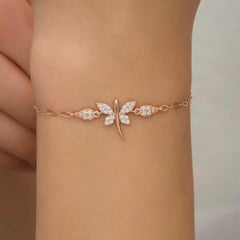 Bracelet femme libellule en argent rose