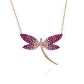 Silver Rose Dragonfly Women's Necklace