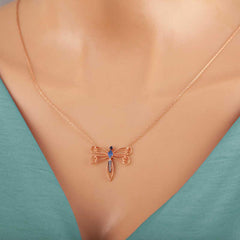 Silver Rose Dragonfly Women's Necklace