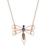 Silver Rose Dragonfly Women's Necklace