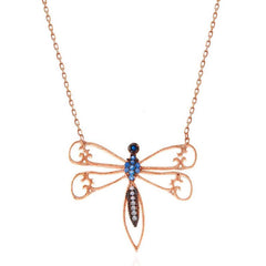 Silver Rose Dragonfly Women's Necklace