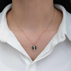 Silver Rose Dragonfly Women's Necklace