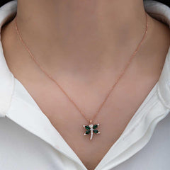 Silver Rose Dragonfly Women's Necklace