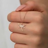 Silver Rose Dragonfly Women's Necklace