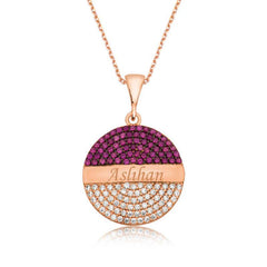 Silver Rose Round Name Women's Necklace