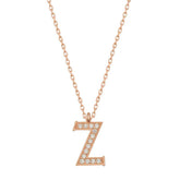 Collier pour femme avec lettre Z en argent rose