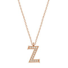 Collier pour femme avec lettre Z en argent rose