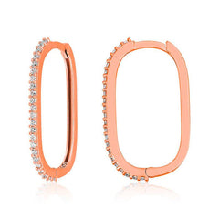 Silver Rose Zircon Stone Hoop Women's Earrings