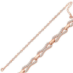 Silver Rose Zircon Stone Women's Bracelet