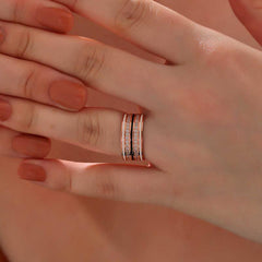 Silver Rose Zircon Stone Women's Ring