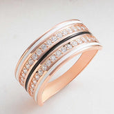 Silver Rose Zircon Stone Women's Ring