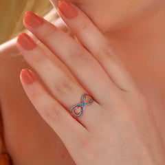 Silver Rose Zircon Stone Infinity Women's Ring